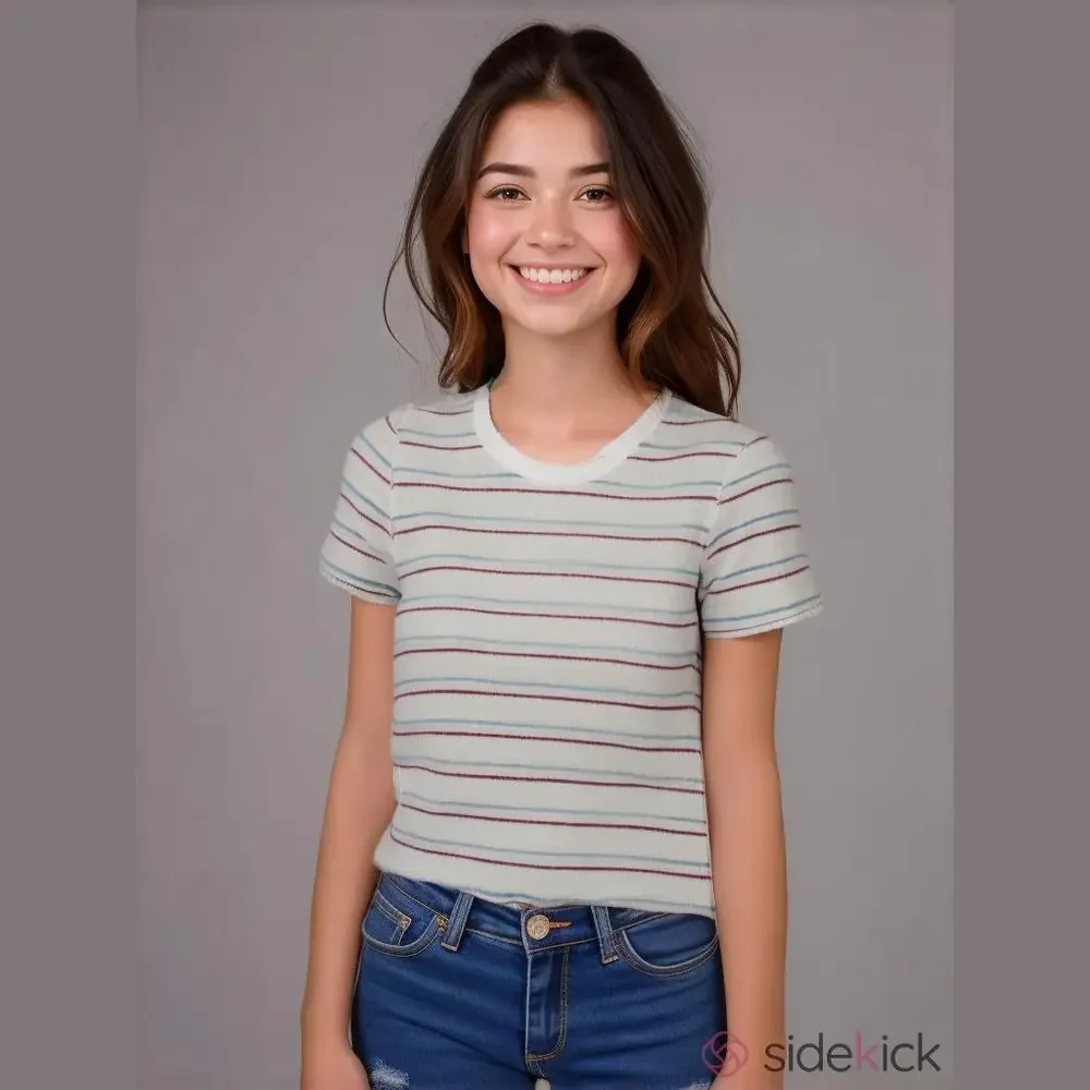 Women's Abercrombie & Fitch Striped T-Shirt - Size S - White/Maroon